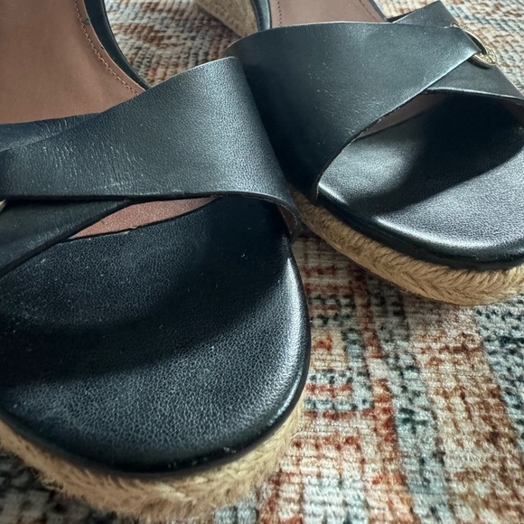 Cole Haan Black Espadrille Wedge Sandals - Picture 8 of 12